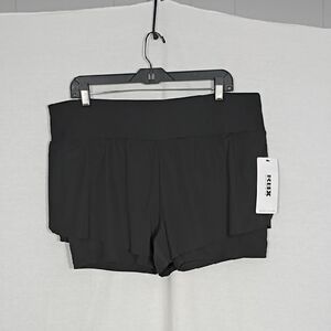 NWT RBX Black Peach Interlock Shorts Women's Size XL Workout Athleisure